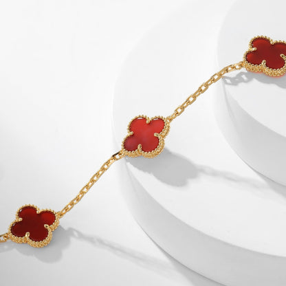 [Regal Gem]CLOVER 10 MOTIFS CARNELIAN NECKLACE