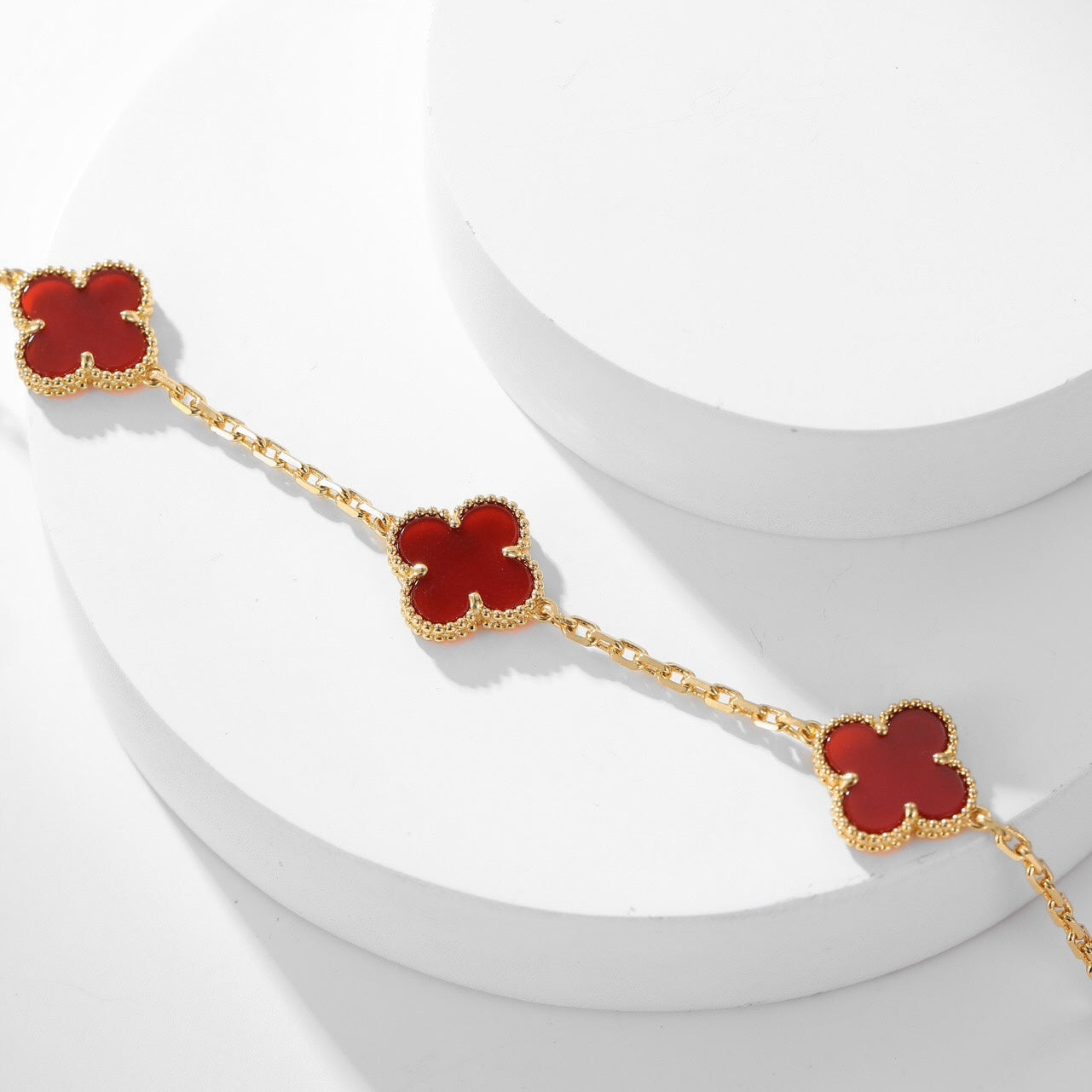 [Regal Gem]CLOVER 10 MOTIFS CARNELIAN NECKLACE