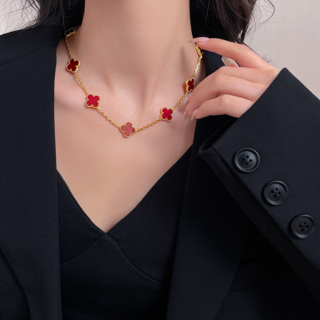[Regal Gem]CLOVER 10 MOTIFS CARNELIAN NECKLACE
