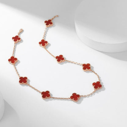 [Regal Gem]CLOVER 10 MOTIFS CARNELIAN NECKLACE