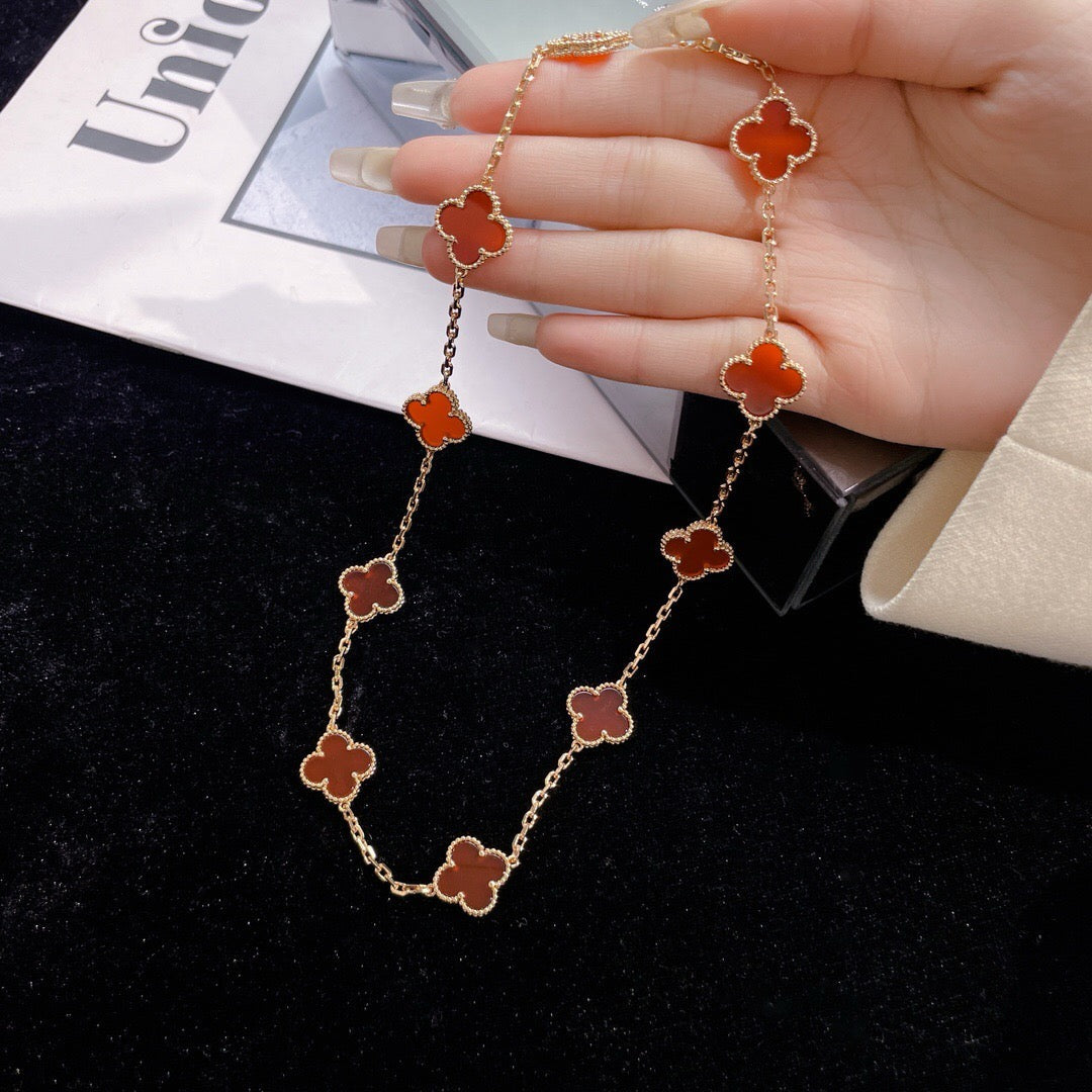 [Regal Gem]CLOVER 10 MOTIFS CARNELIAN NECKLACE