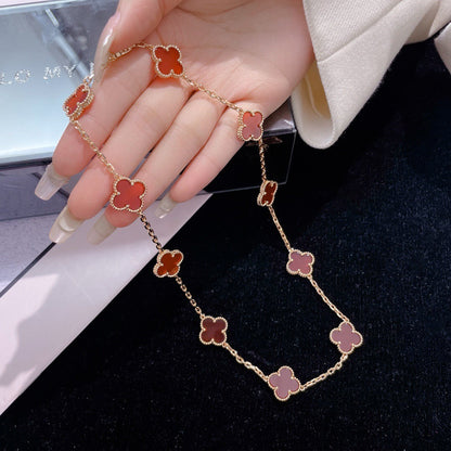 [Regal Gem]CLOVER 10 MOTIFS CARNELIAN NECKLACE