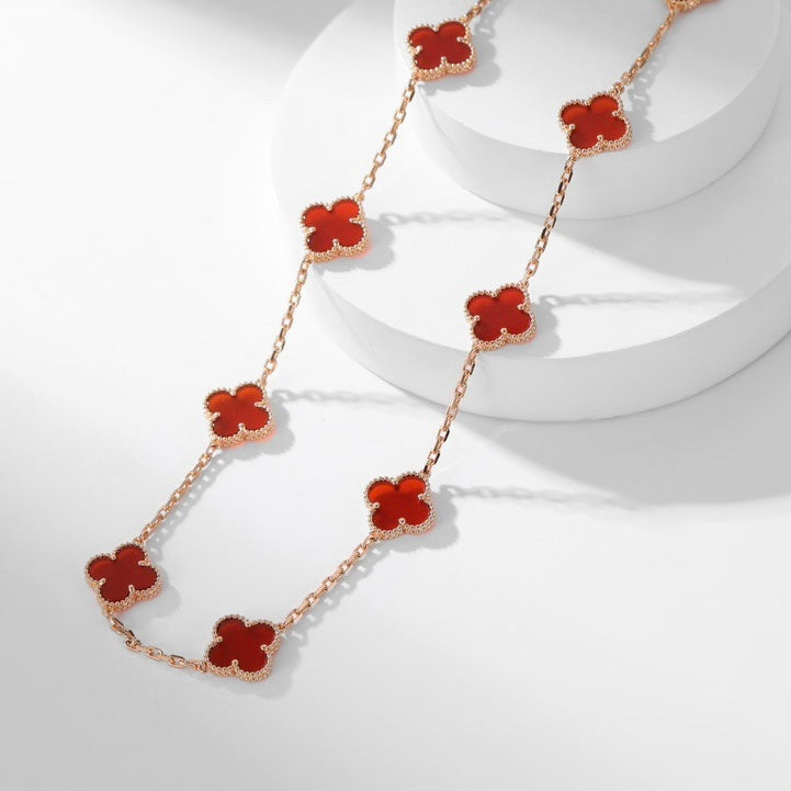 [Regal Gem]CLOVER 10 MOTIFS CARNELIAN NECKLACE