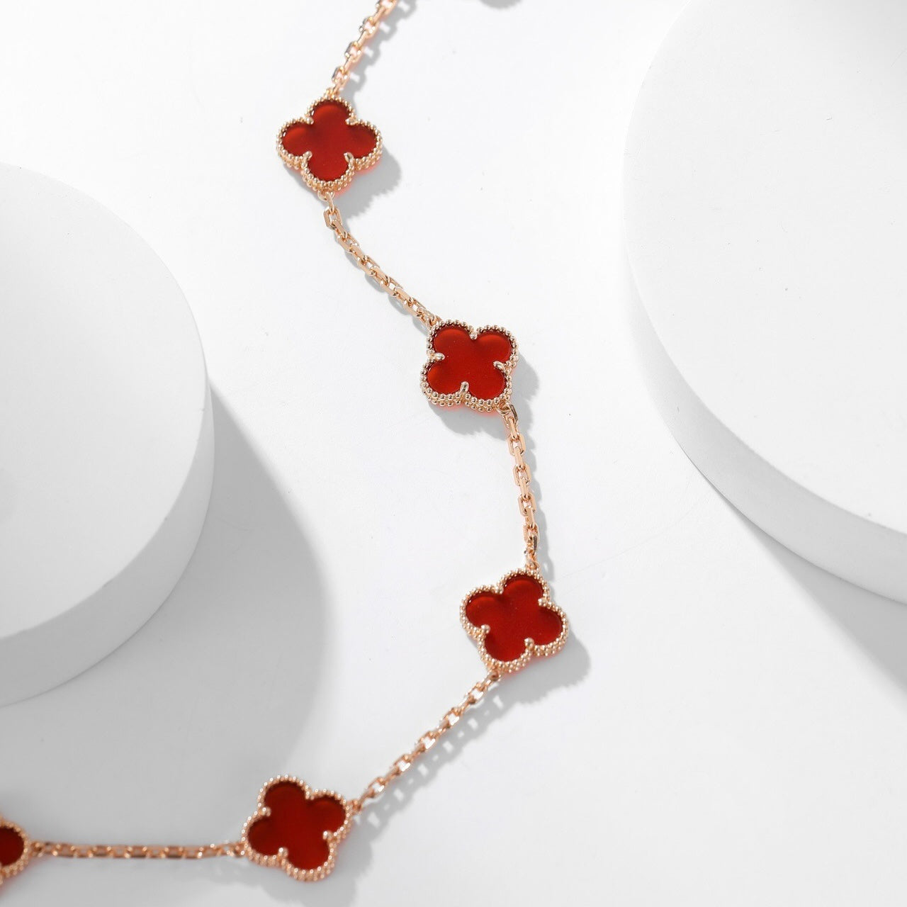 [Regal Gem]CLOVER 10 MOTIFS CARNELIAN NECKLACE