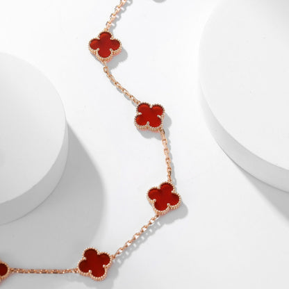 [Regal Gem]CLOVER 10 MOTIFS CARNELIAN NECKLACE