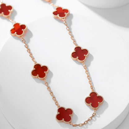 [Regal Gem]CLOVER 10 MOTIFS CARNELIAN NECKLACE