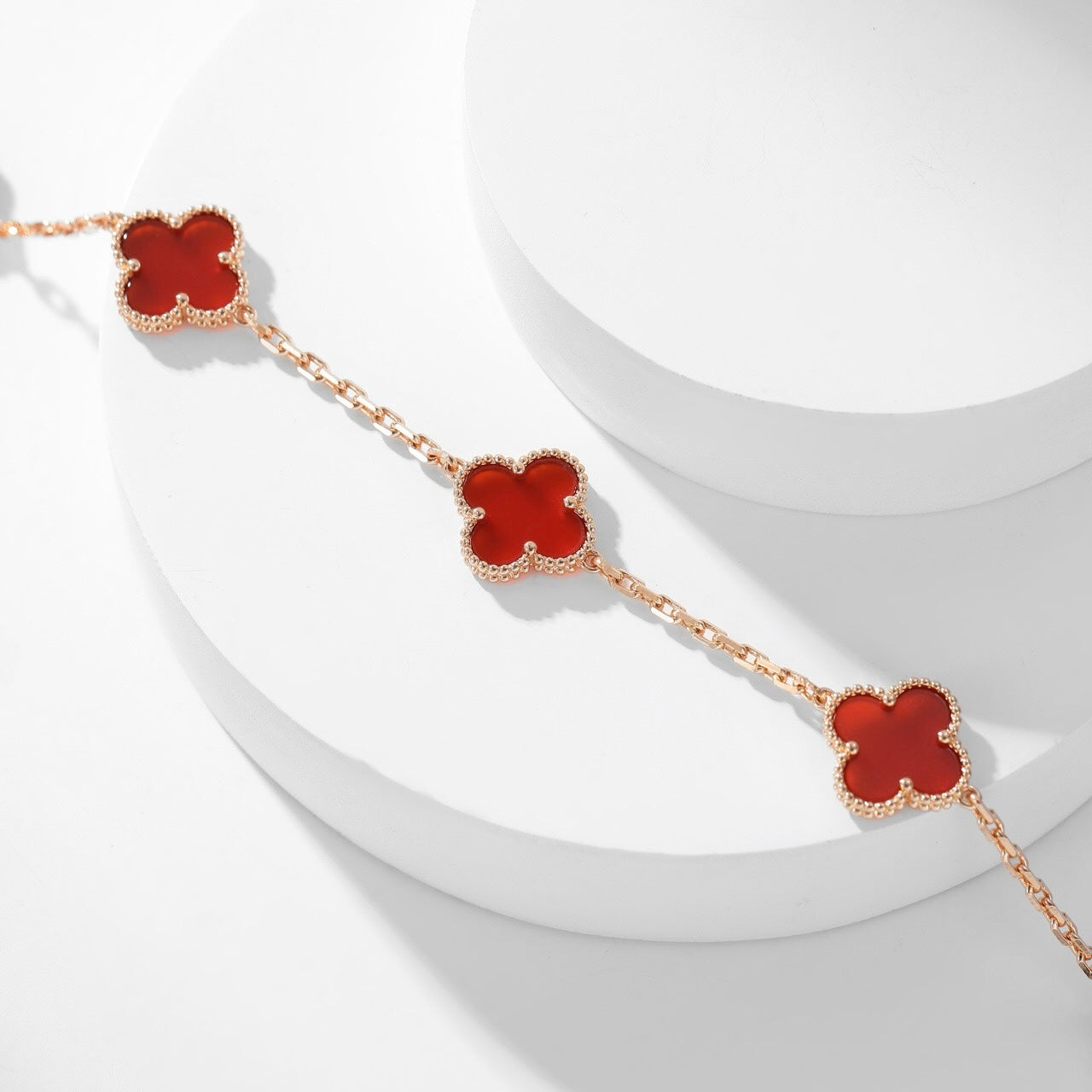 [Regal Gem]CLOVER 10 MOTIFS CARNELIAN NECKLACE