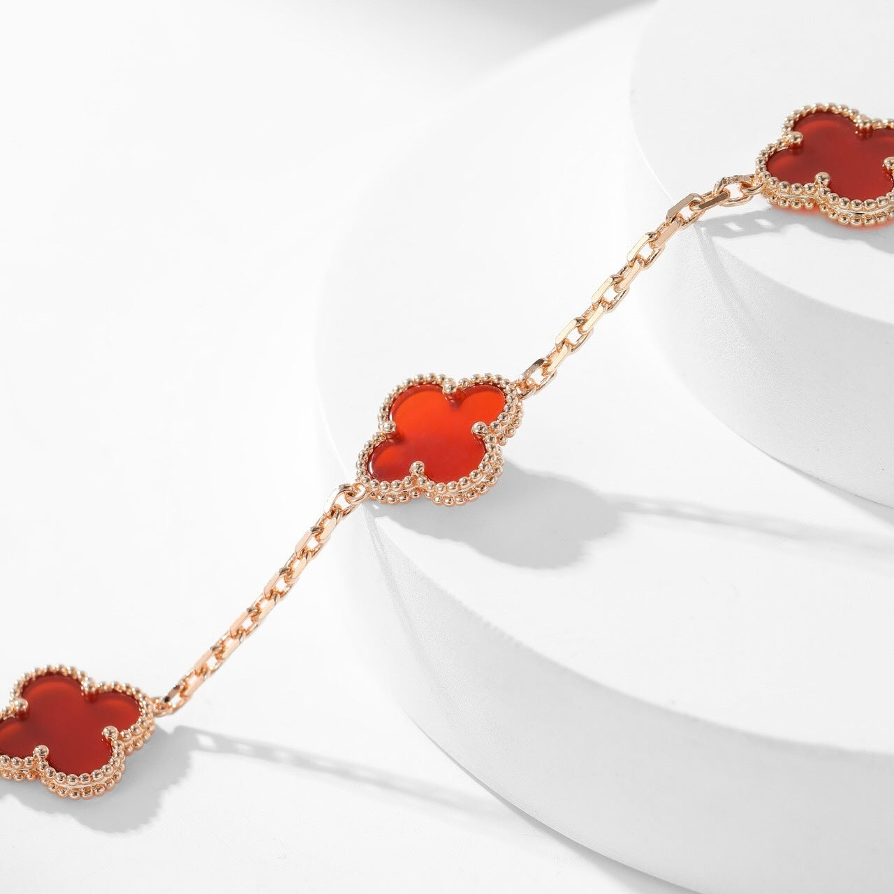 [Regal Gem]CLOVER 10 MOTIFS CARNELIAN NECKLACE