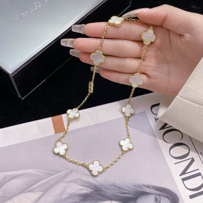 [Regal Gem]CLOVER 10 MOTIFS WHITE MOTHER OF PEARL NECKLACE