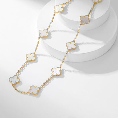 [Regal Gem]CLOVER 10 MOTIFS WHITE MOTHER OF PEARL NECKLACE