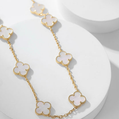 [Regal Gem]CLOVER 10 MOTIFS WHITE MOTHER OF PEARL NECKLACE