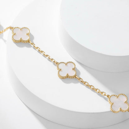 [Regal Gem]CLOVER 10 MOTIFS WHITE MOTHER OF PEARL NECKLACE