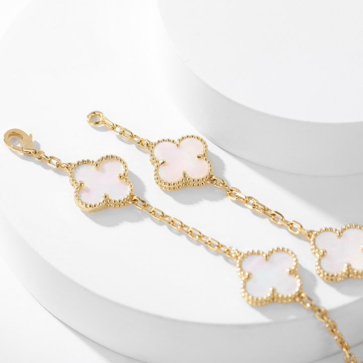 [Regal Gem]CLOVER 10 MOTIFS WHITE MOTHER OF PEARL NECKLACE