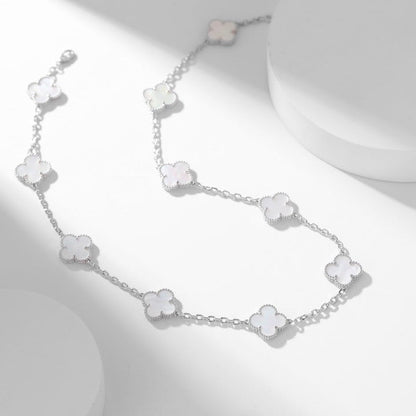 [Regal Gem]CLOVER 10 MOTIFS WHITE MOTHER OF PEARL NECKLACE
