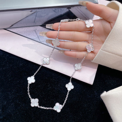 [Regal Gem]CLOVER 10 MOTIFS WHITE MOTHER OF PEARL NECKLACE