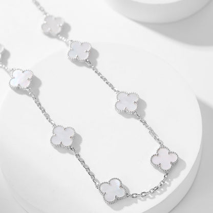 [Regal Gem]CLOVER 10 MOTIFS WHITE MOTHER OF PEARL NECKLACE