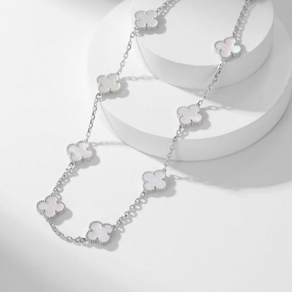 [Regal Gem]CLOVER 10 MOTIFS WHITE MOTHER OF PEARL NECKLACE