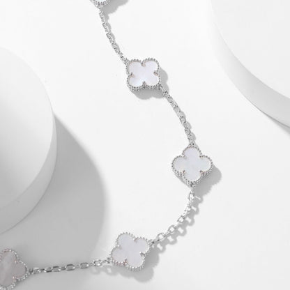 [Regal Gem]CLOVER 10 MOTIFS WHITE MOTHER OF PEARL NECKLACE