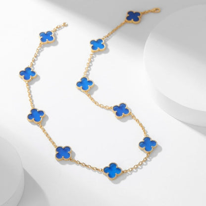 [Regal Gem]CLOVER 10 MOTIFS BLUE AGATE NECKLACE