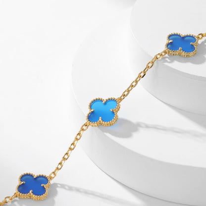 [Regal Gem]CLOVER 10 MOTIFS BLUE AGATE NECKLACE