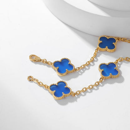 [Regal Gem]CLOVER 10 MOTIFS BLUE AGATE NECKLACE