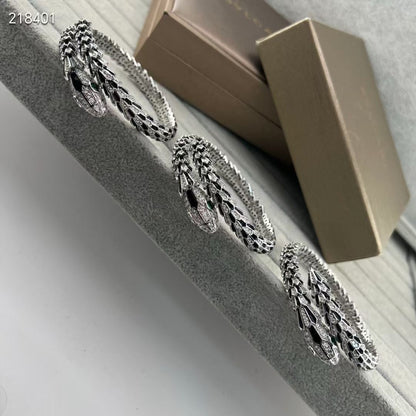 [Regal Gem]NEW OBSIDIAN & DIAMOND SERPENT BRACELET