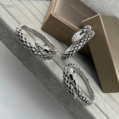 [Regal Gem]NEW OBSIDIAN & DIAMOND SERPENT BRACELET