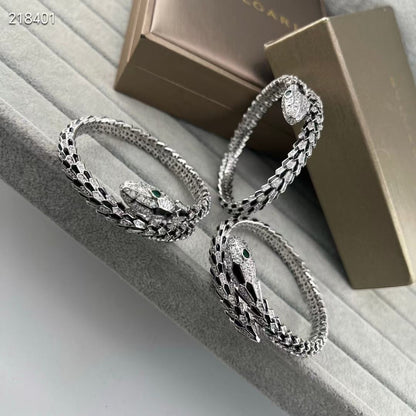 [Regal Gem]NEW OBSIDIAN & DIAMOND SERPENT BRACELET