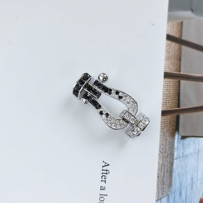 [Regal Gem]FORCE LARGE HORSESHOE BLACK WHITE DIAMOND BRACELET SILVER