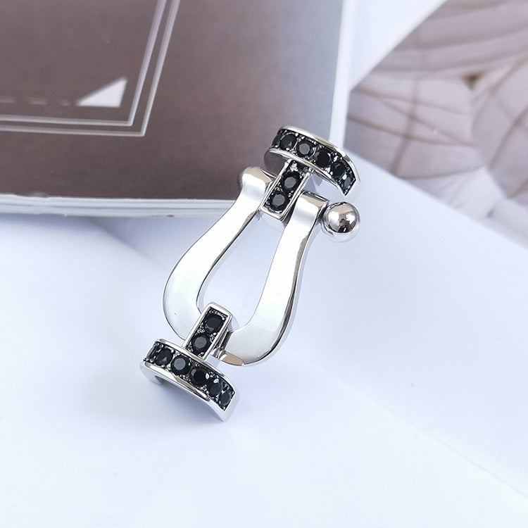 [Regal Gem]FORCE LARGE HORSESHOE BLACK DIAMOND BRACELET SILVER