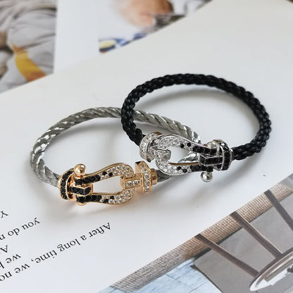 [Regal Gem]FORCE LARGE HORSESHOE BLACK WHITE DIAMOND BRACELET Regal Gem GOLD