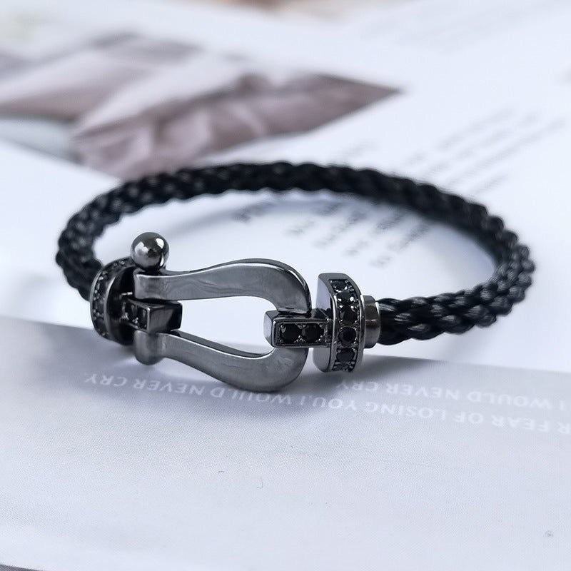 [Regal Gem]FORCE LARGE SERIES HORSESHOE BLACK SAMURAI BRACELET