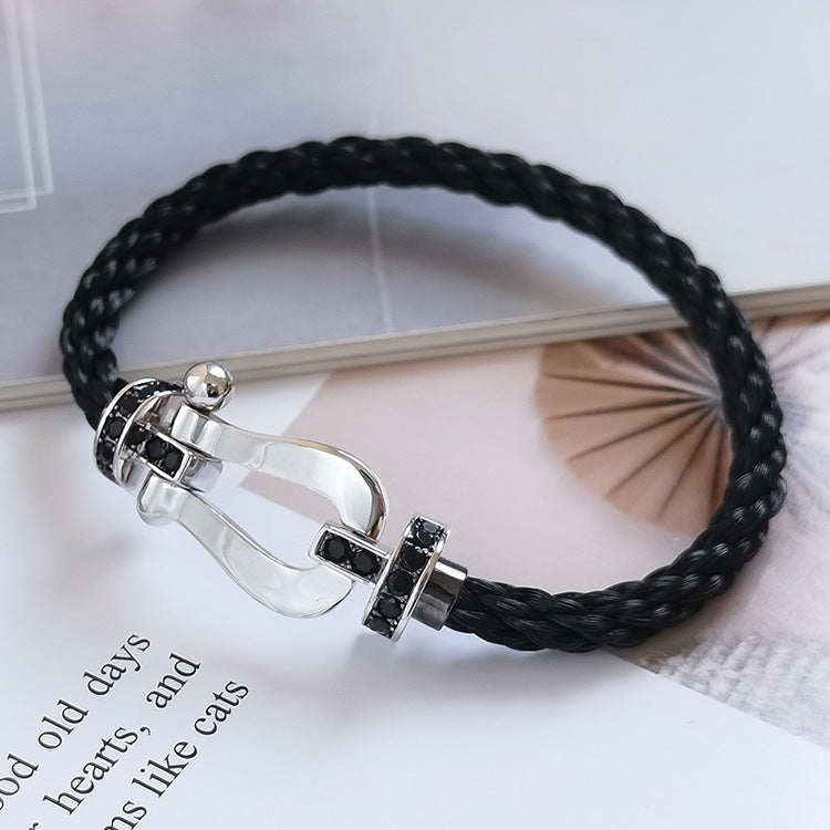 [Regal Gem]FORCE LARGE HORSESHOE BLACK DIAMOND BRACELET SILVER