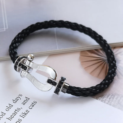 [Regal Gem]FORCE LARGE HORSESHOE BLACK DIAMOND BRACELET SILVER