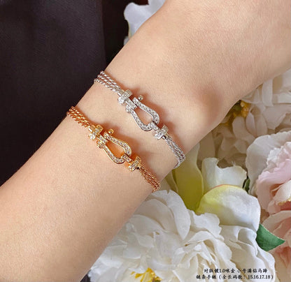 [Regal Gem]FORCE SMALL HORSESHOE  DIAMOND CHAIN ROPE BRACELET