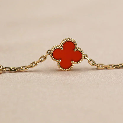 [Regal Gem] CLOVER 5 MOTIF RED CORNELIAN BRACELET COLLECTION