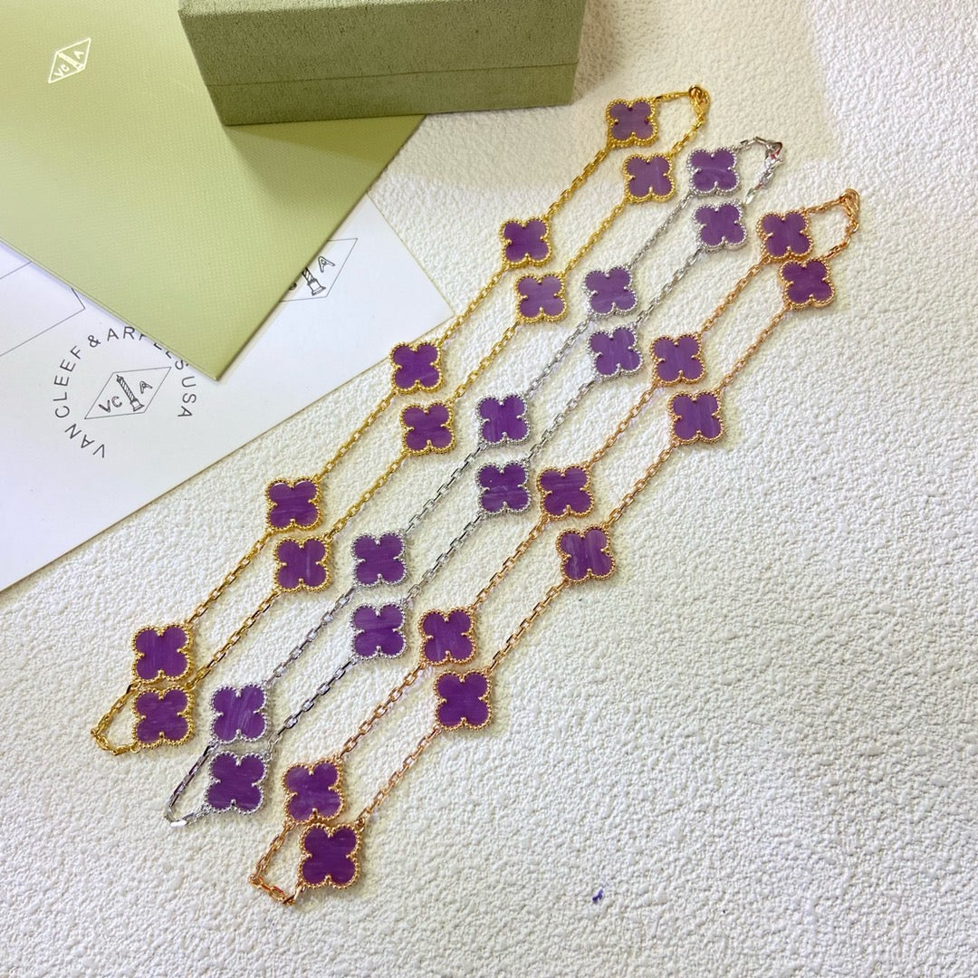 [Regal Gem Jewelry]CLOVER 10 MOTIFS  PURPLE VIOLET  NECKLACE