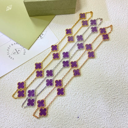 [Regal Gem Jewelry]CLOVER 10 MOTIFS  PURPLE VIOLET  NECKLACE