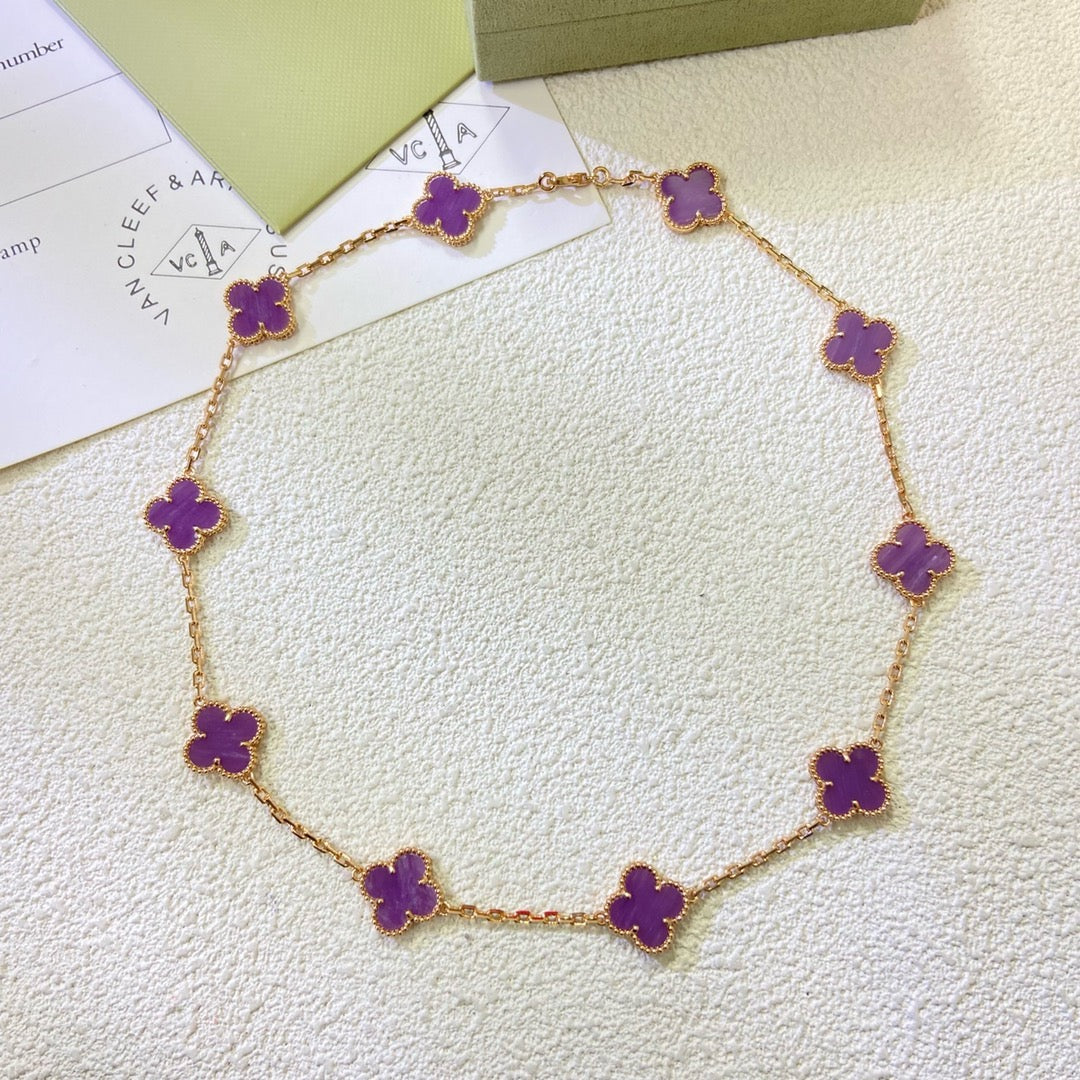 [Regal Gem Jewelry]CLOVER 10 MOTIFS  PURPLE VIOLET  NECKLACE