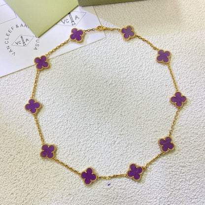 [Regal Gem Jewelry]CLOVER 10 MOTIFS  PURPLE VIOLET  NECKLACE