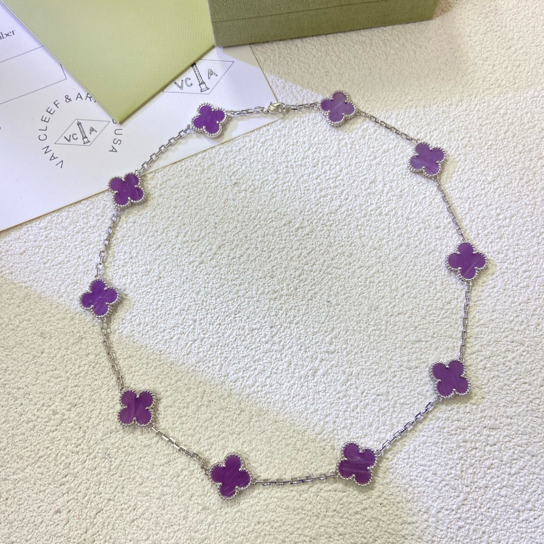 [Regal Gem Jewelry]CLOVER 10 MOTIFS  PURPLE VIOLET  NECKLACE