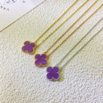 [Regal Gem Jewelry]CLOVER 15MM  PURPLE VIOLET NECKLACE