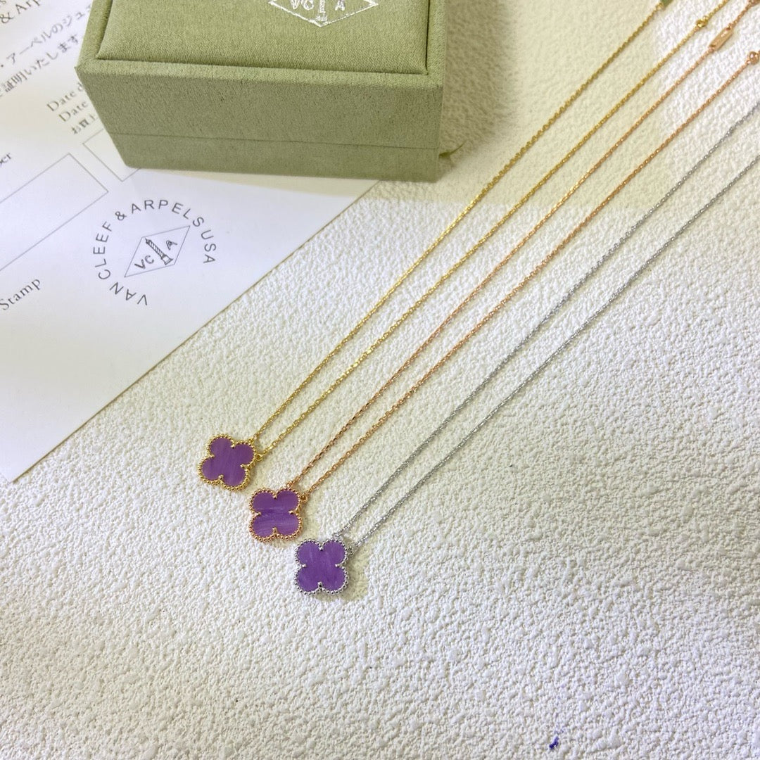 [Regal Gem Jewelry]CLOVER 15MM  PURPLE VIOLET NECKLACE