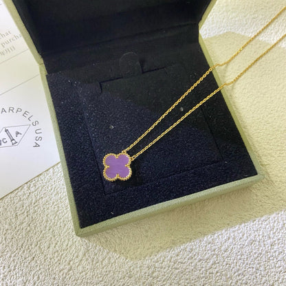 [Regal Gem Jewelry]CLOVER 15MM  PURPLE VIOLET NECKLACE