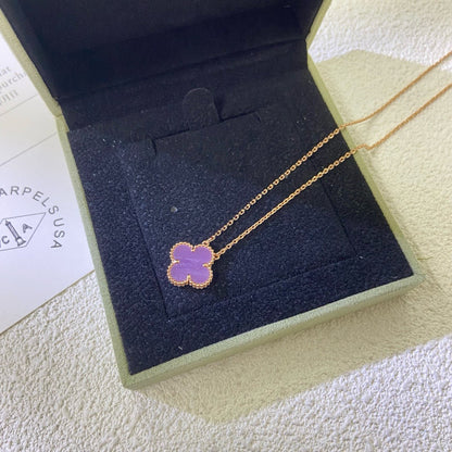 [Regal Gem Jewelry]CLOVER 15MM  PURPLE VIOLET NECKLACE