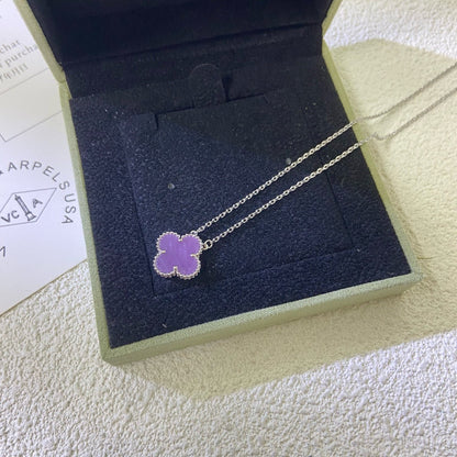 [Regal Gem Jewelry]CLOVER 15MM  PURPLE VIOLET NECKLACE
