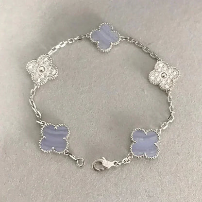 [Regal Gem] CLOVER 5 MOTIF PURPLE CHALCEDONY BRACELET COLLECTION