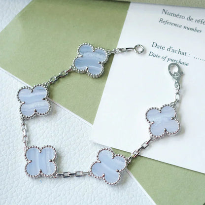 [Regal Gem] CLOVER 5 MOTIF PURPLE CHALCEDONY BRACELET COLLECTION