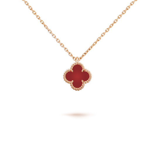 [Regal Gem]CLOVER MINI 9.5MM WHITE CARNELIANS NECKLACE