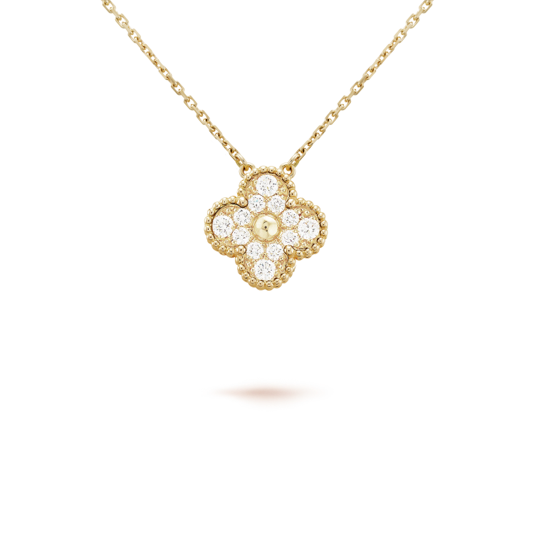 [Regal Gem]CLOVER 15MM DIAMOND SINGLE FLOWER NECKLACE